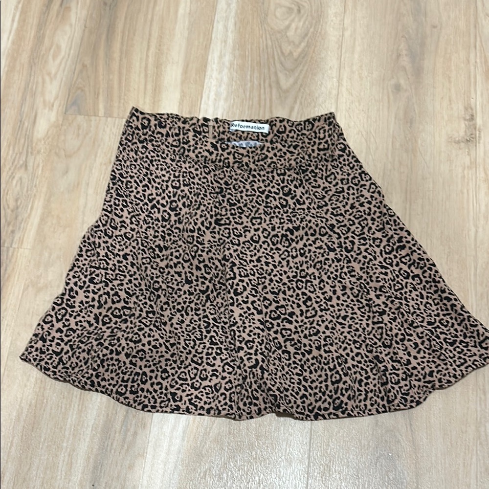 Reformation Leopard Print Mini Skirt